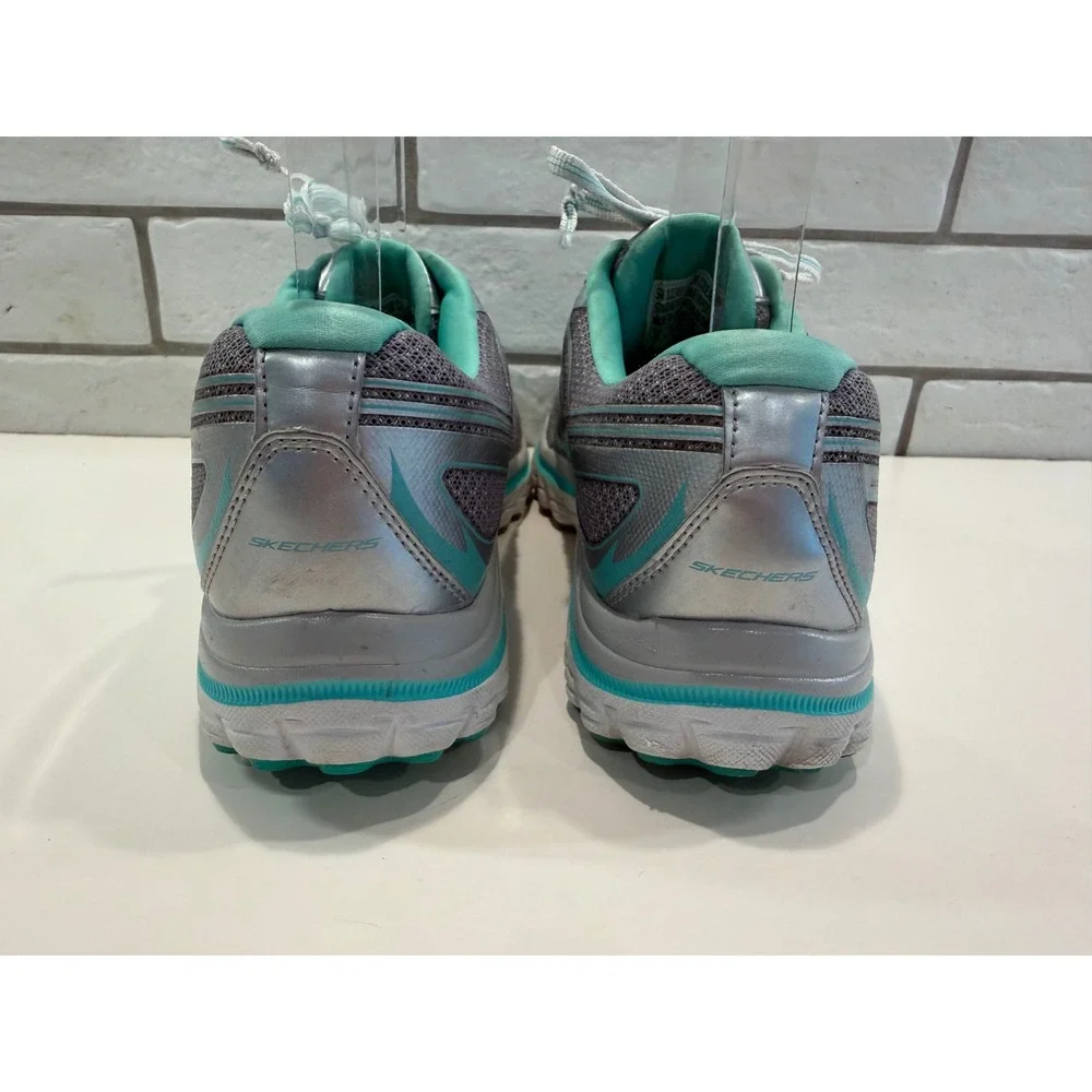 Skechers Ultra Cushioning System Sneakers Womens 9 Grey Silver Teal 12361‎ Y2K